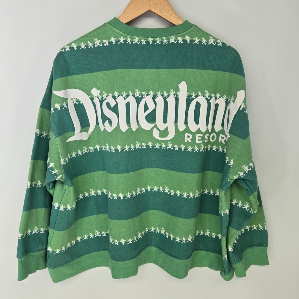 Disney Sweatshirt Womens 1X Green Striped Disneyland Resort Spirit Jersey Logo